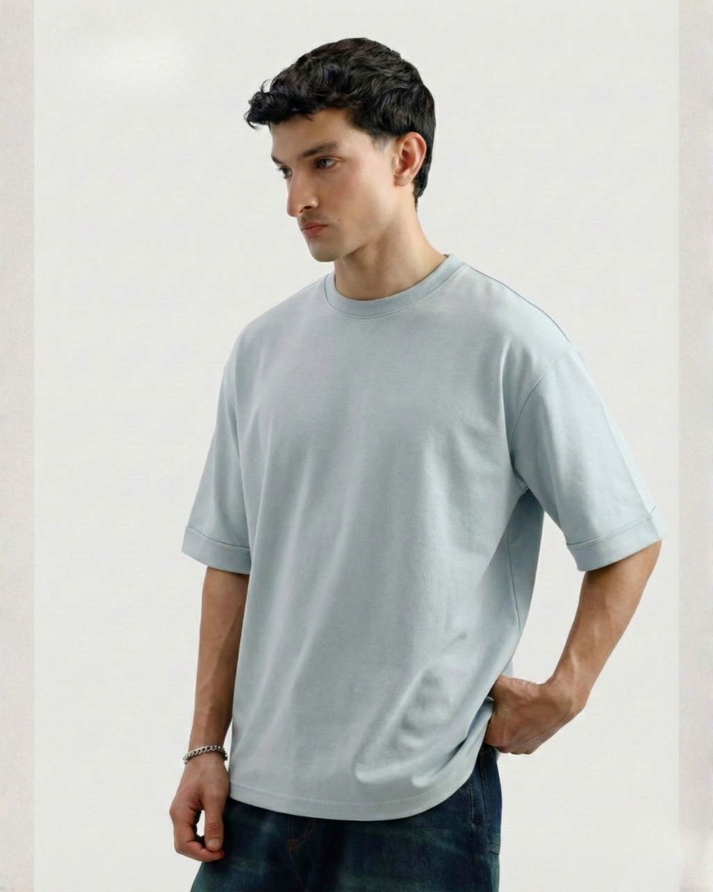 Drop Shoulder Tee - Sky Blue