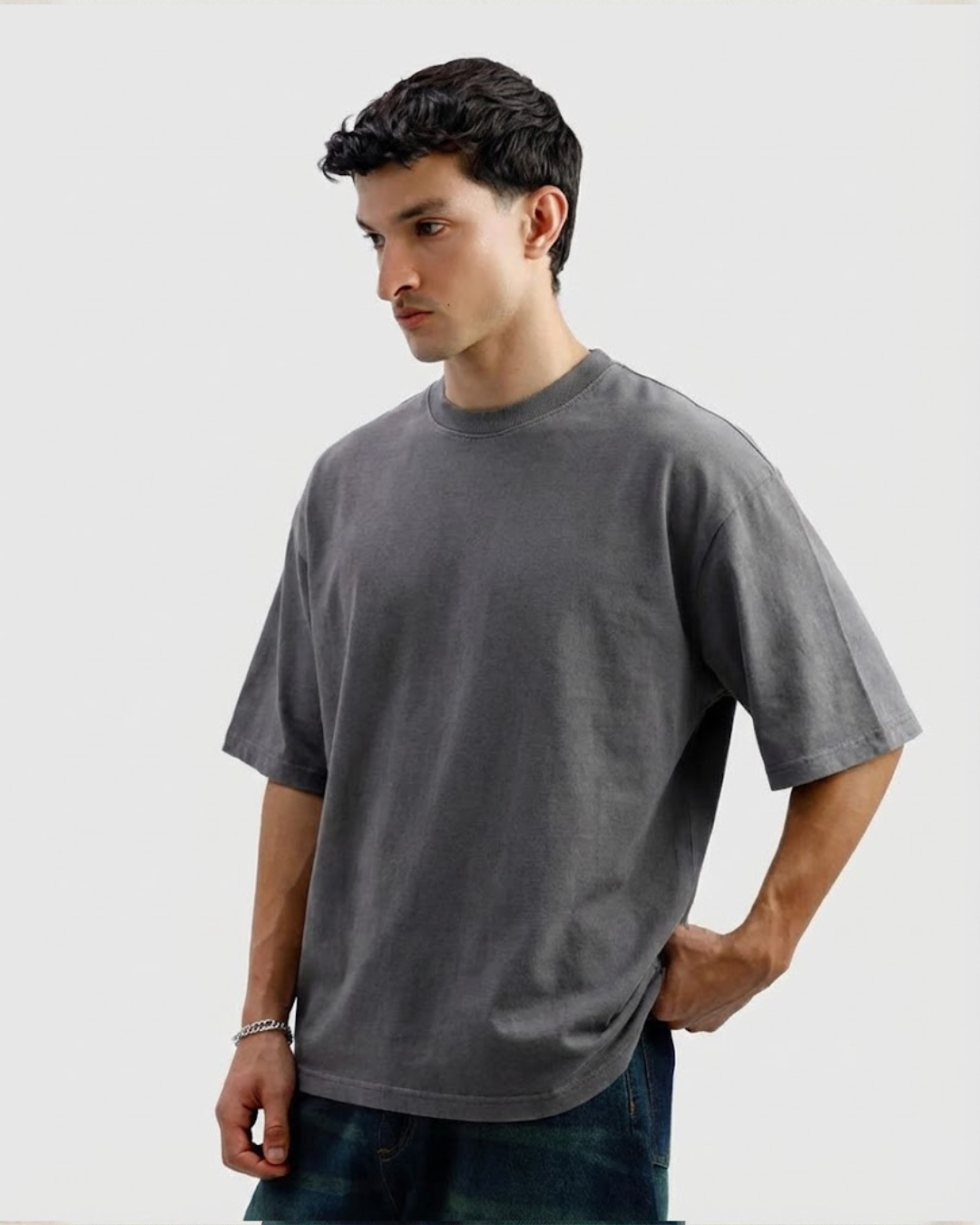 Drop Shoulder Tee - Charcoal Grey
