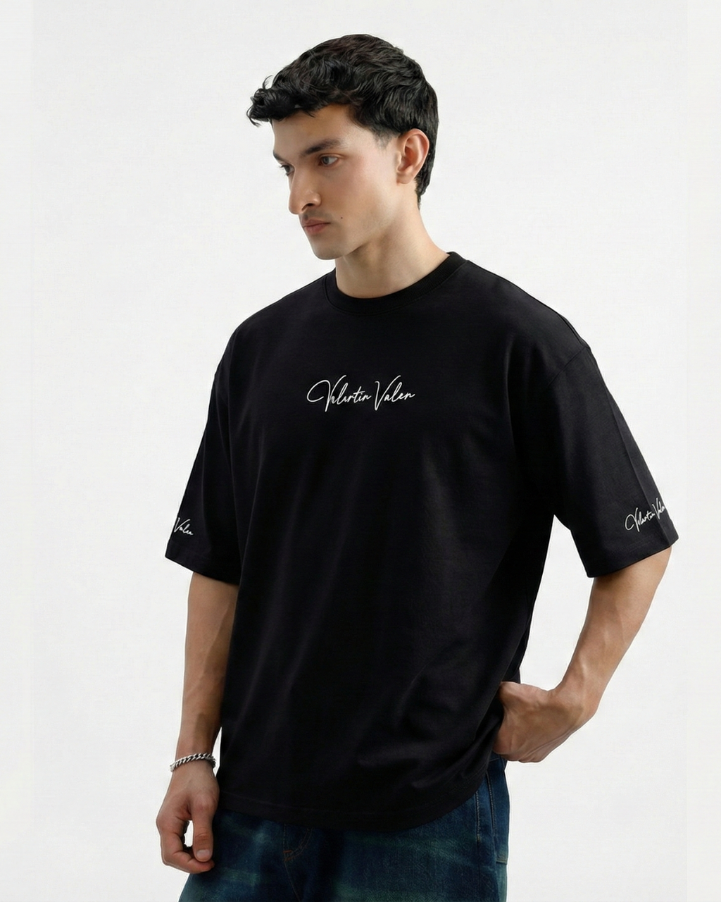 Signature Drop Shoulder Tee - Black