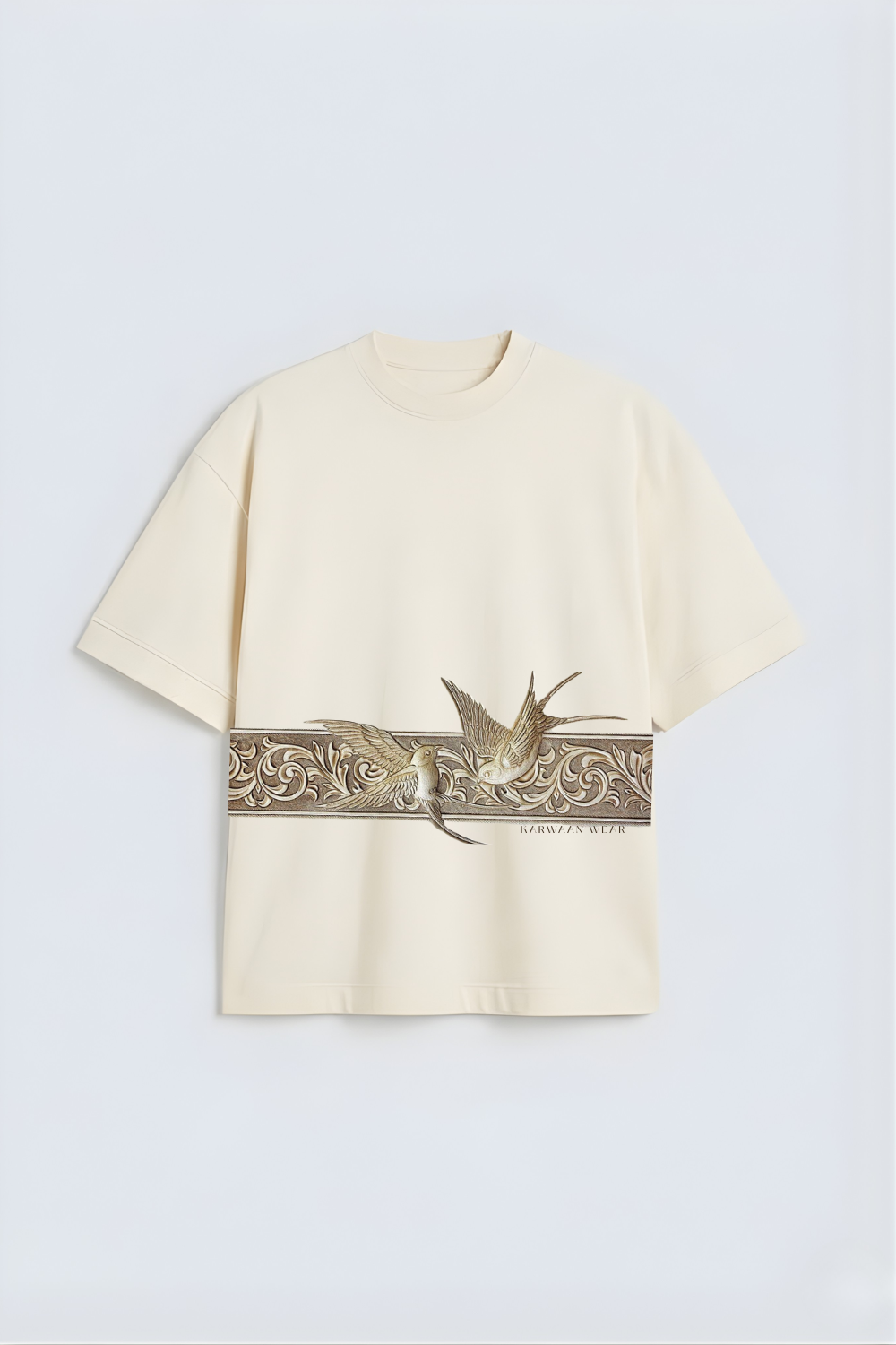 Elegant Bird Art Oversized Tee