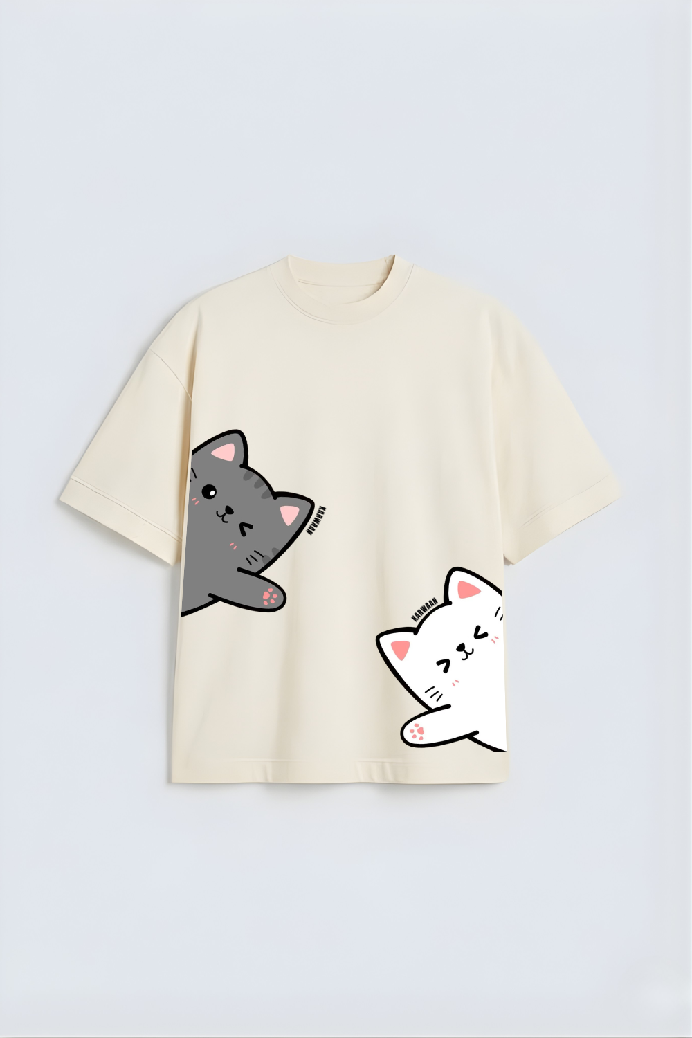 Cute Kawaii Kitty Duo Oversized Tee