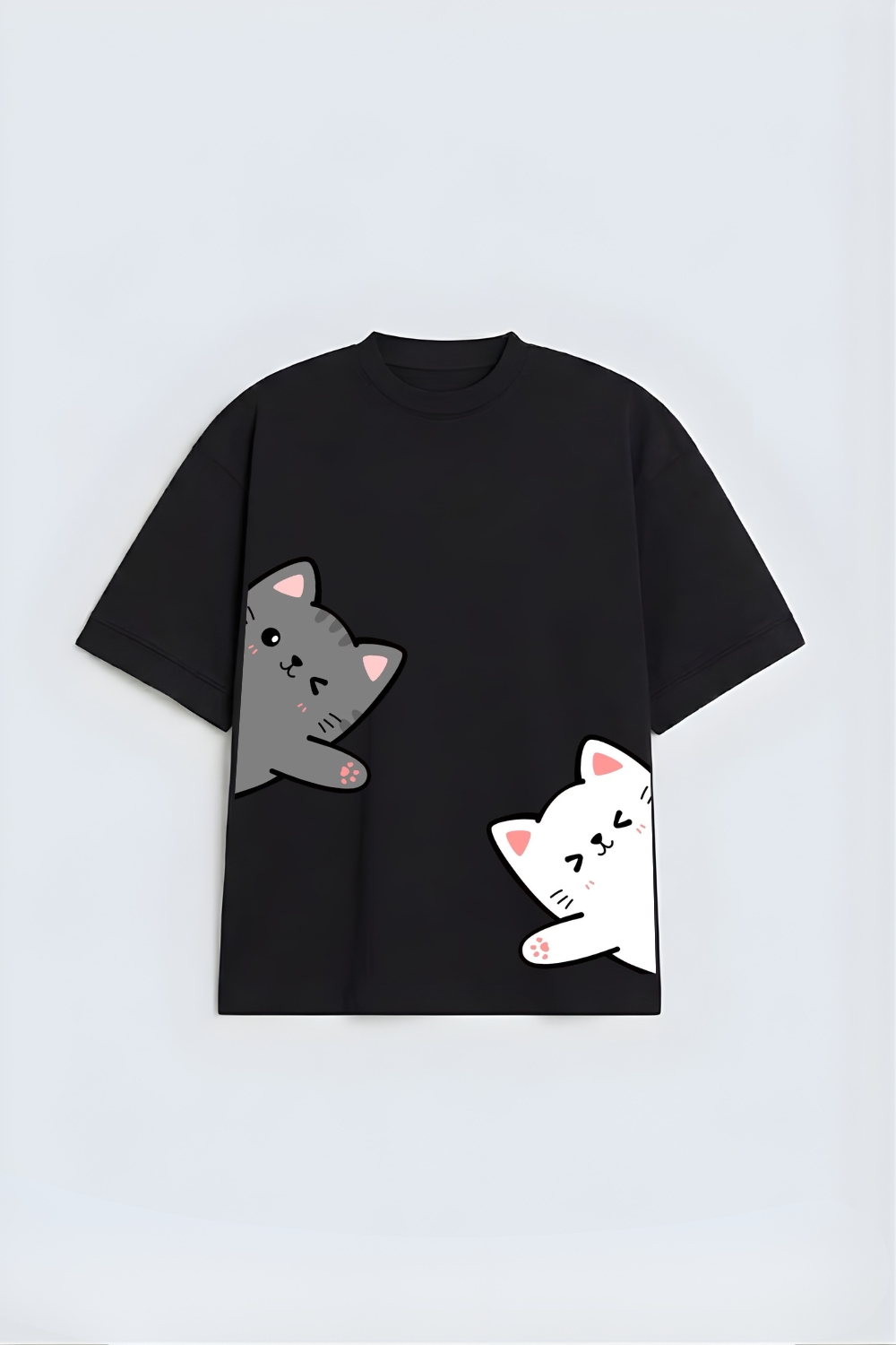 Cute Kawaii Kitty Duo Oversized Tee