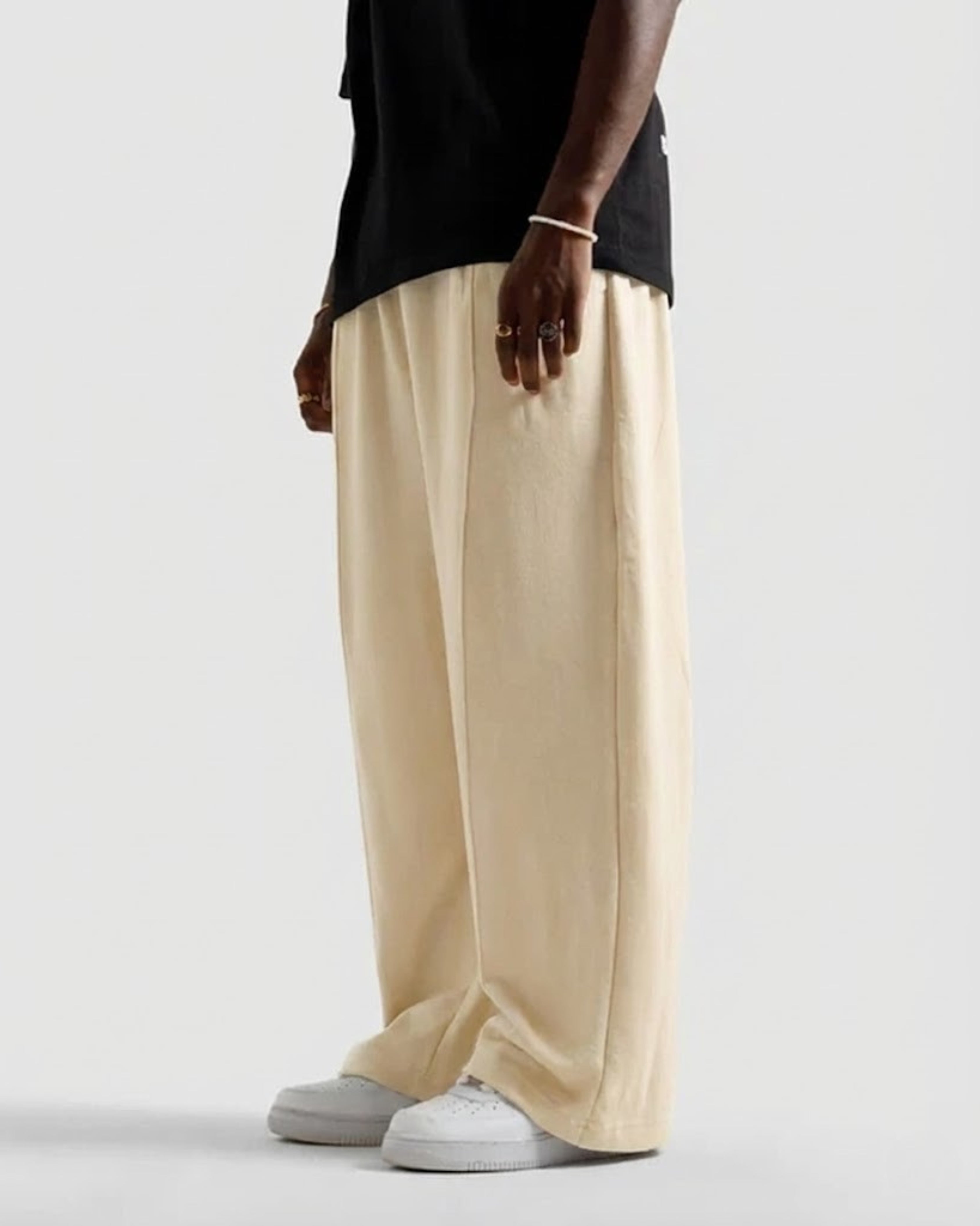 Straight-Leg Pleated Baggy Trousers