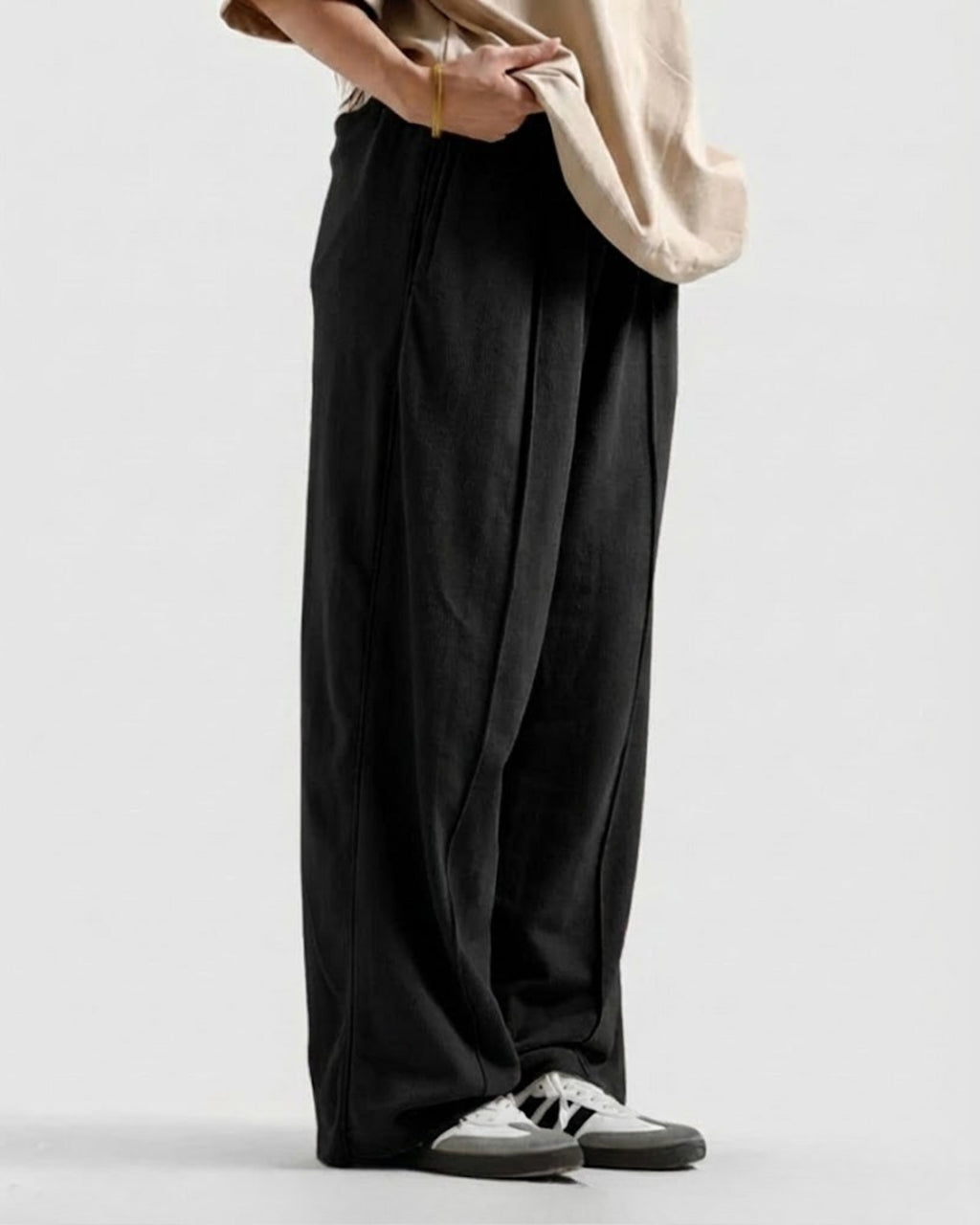 Straight-Leg Pleated Baggy Trousers