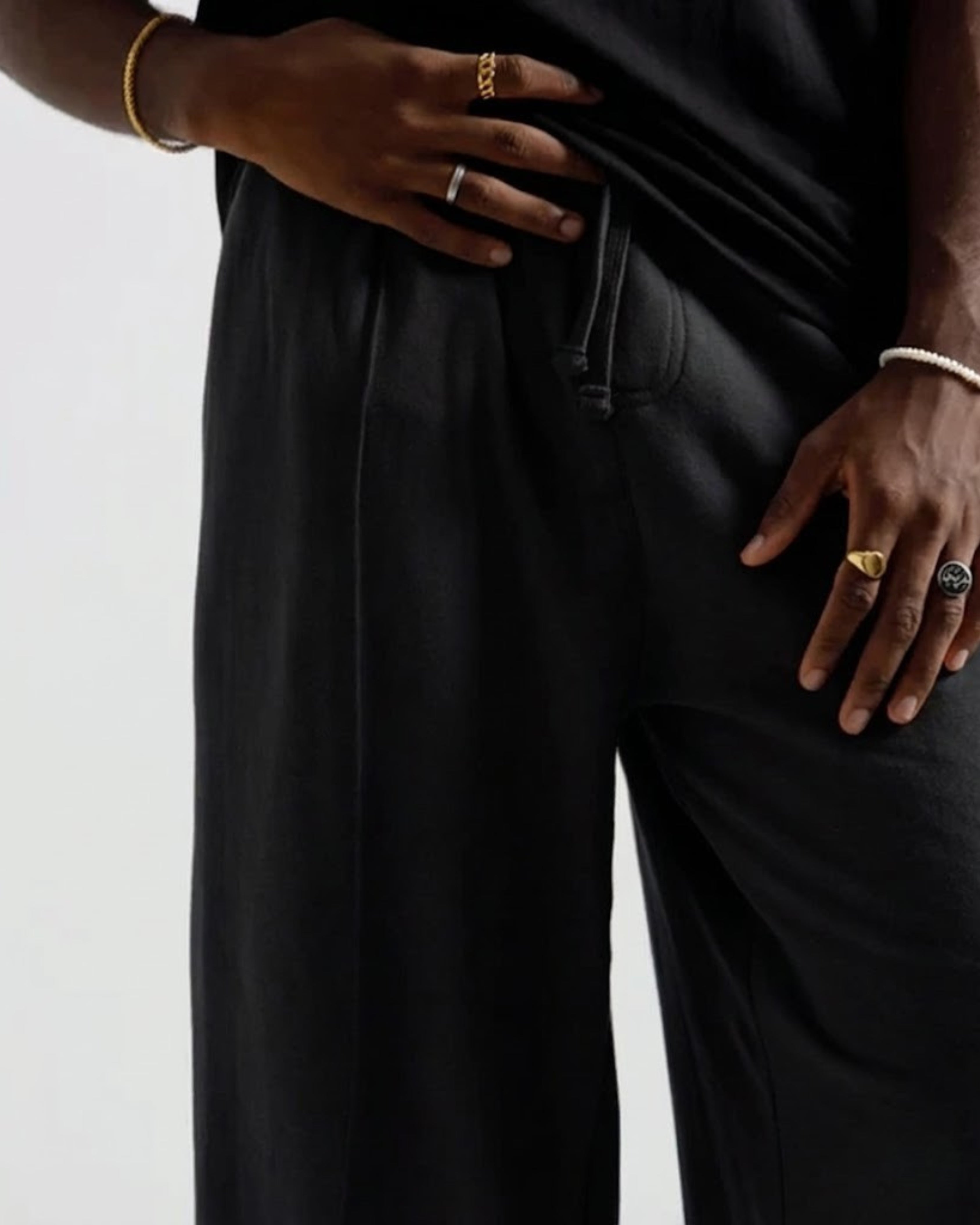 Straight-Leg Pleated Baggy Trousers