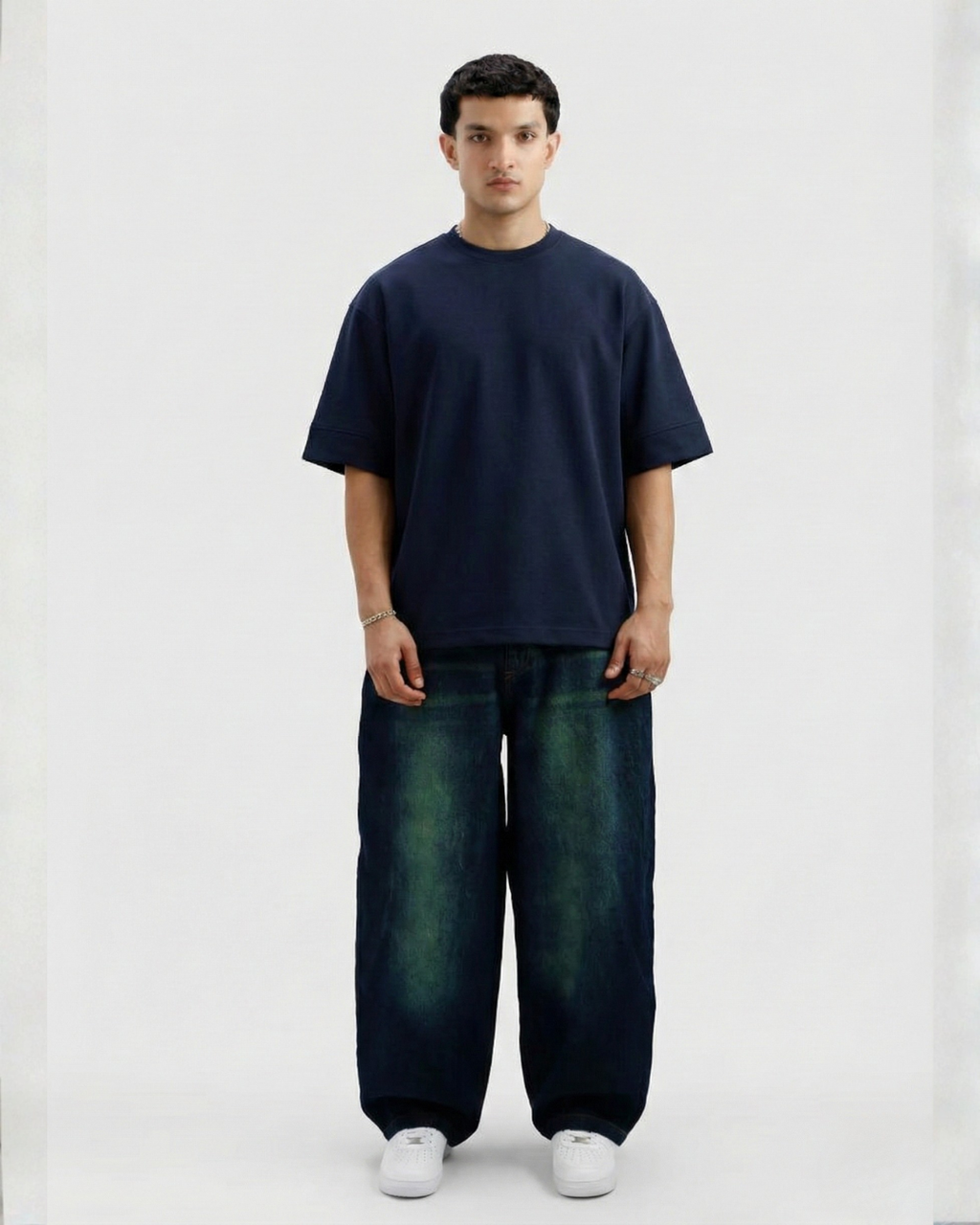 Drop Shoulder Tee - Navy Blue