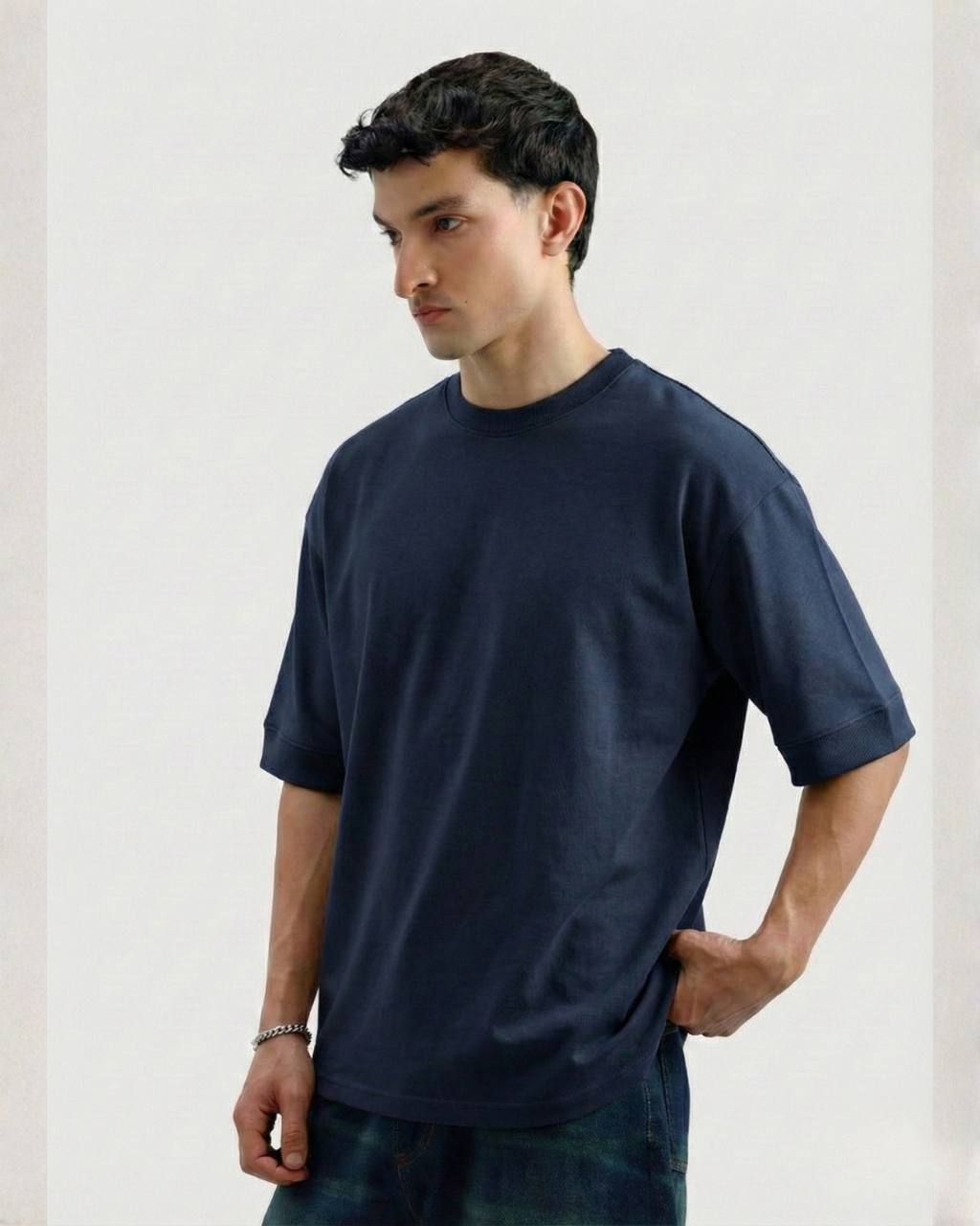 Drop Shoulder Tee - Navy Blue