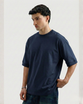 Drop Shoulder Tee - Navy Blue