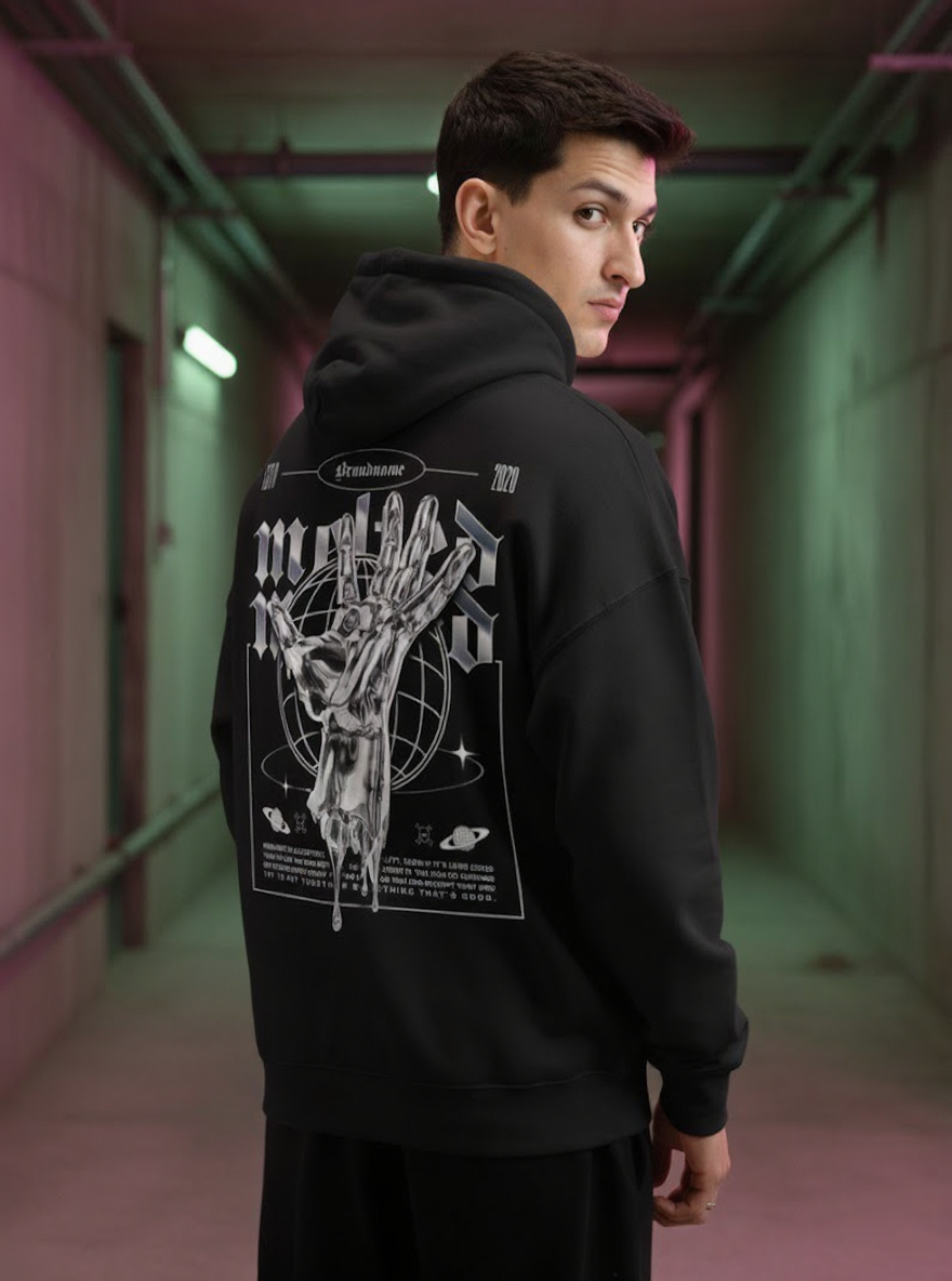 GALACTIC CHROME HAND Hoodie – BlacK