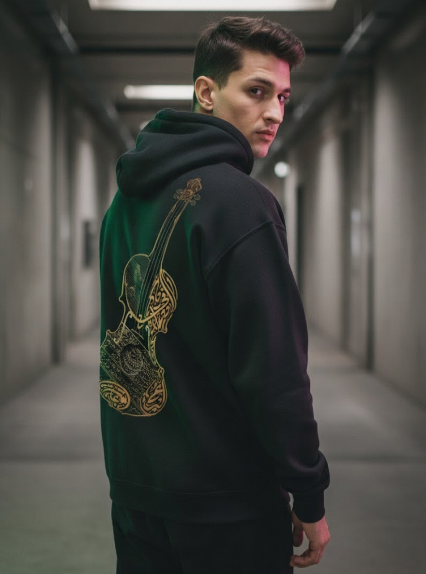 Arabic Calligraphy Hoodie - Black & Golden